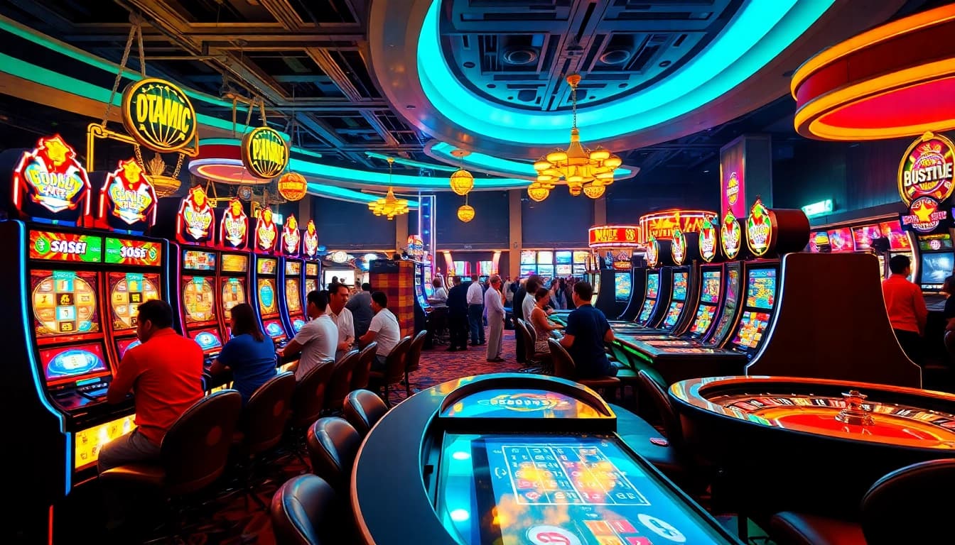 Experience the excitement of Vegas hero casino with vibrant gaming, glowing lights, and engaging players.