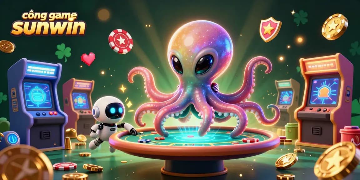 Experience thrilling gameplay at cổng game sunwin with an alien octopus and poker action!