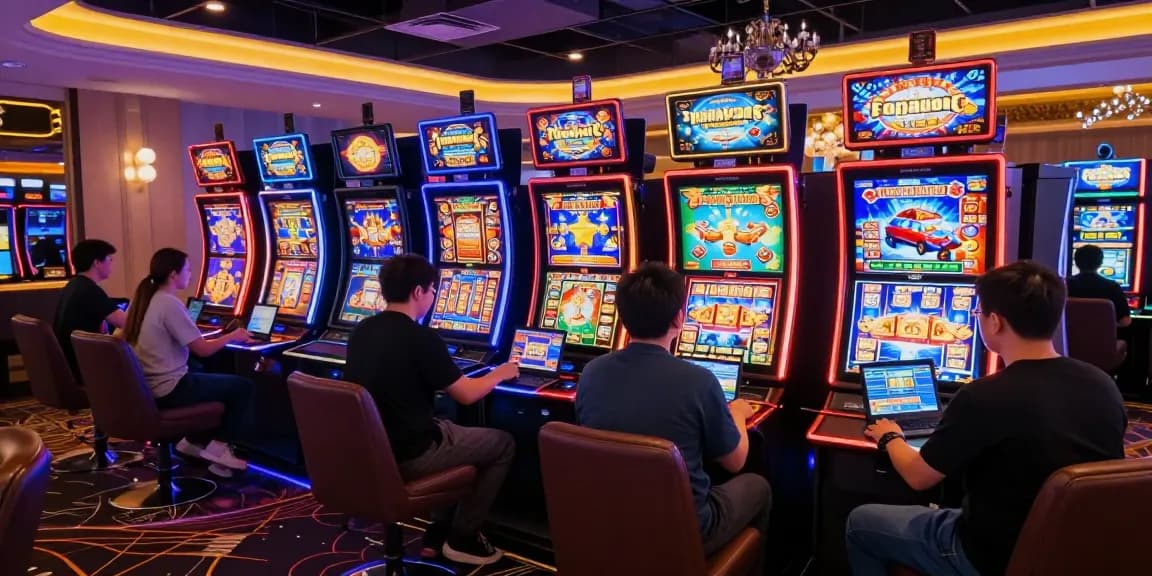 Players enjoying thrilling slot gacor games in a vibrant online casino setting.