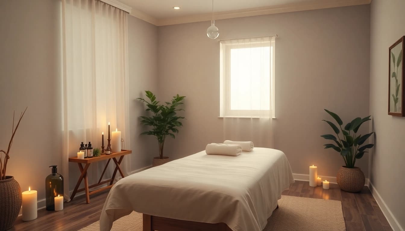 출장안마 service setup with calming ambiance and professional decor.