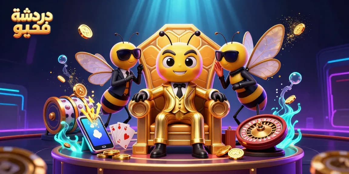 Engage in دردشة فيديو with vibrant characters and casino elements like slot games and poker chips.
