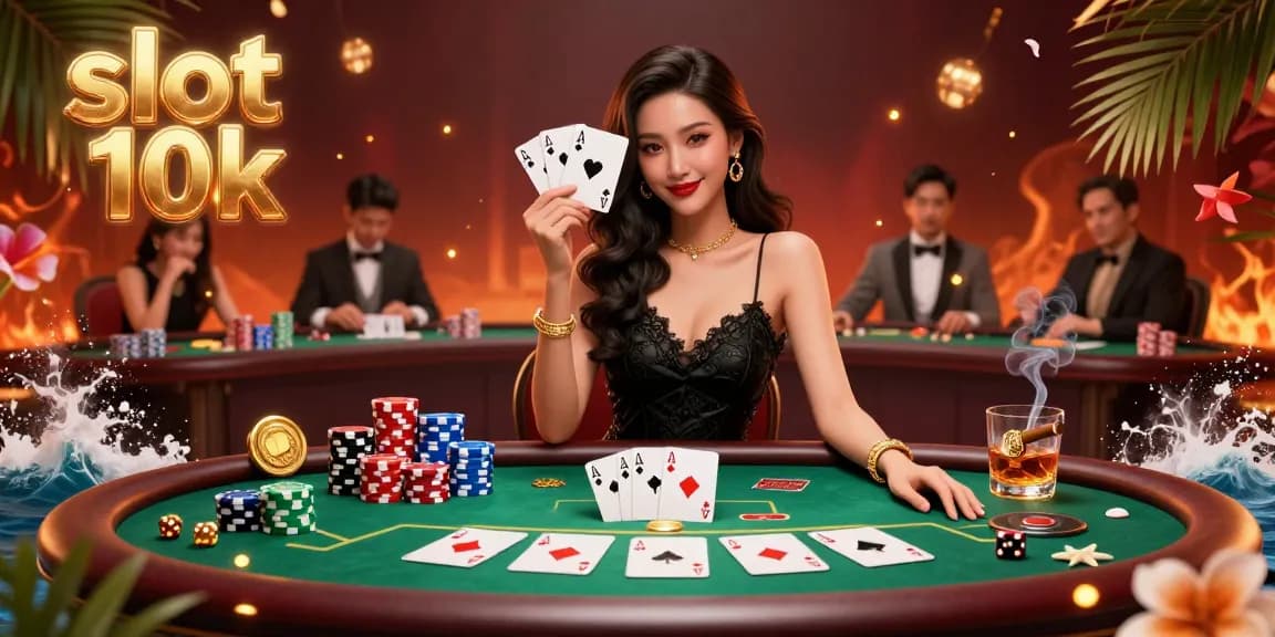 Experience the thrill of slot 10k action amid a luxurious casino setting with vibrant playing elements.