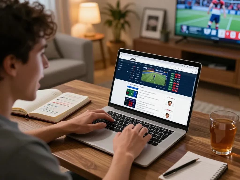 Person engaging in sports betting with Cà khịa tv displayed on laptop, showcasing dynamic odds and betting excitement.