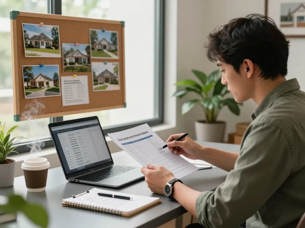 Investor analyzing documents in modern office for Nationwide investors group to facilitate property transactions.