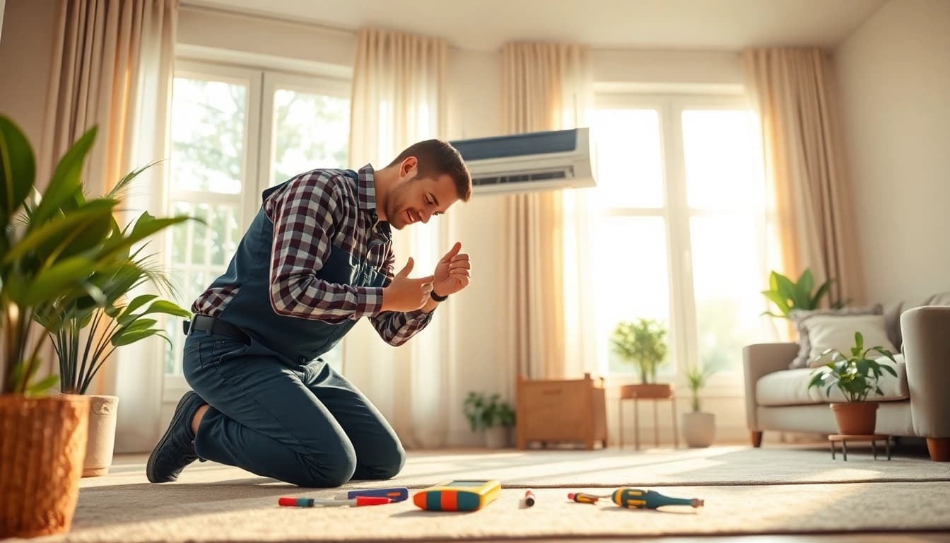 Expert HVAC technician conducting HVAC Repair Tampa in a bright residential space.