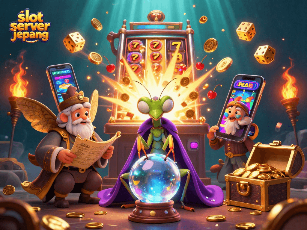 Engage with slot server jepang as you explore vibrant casino elements in a mystical 3D illustration.
