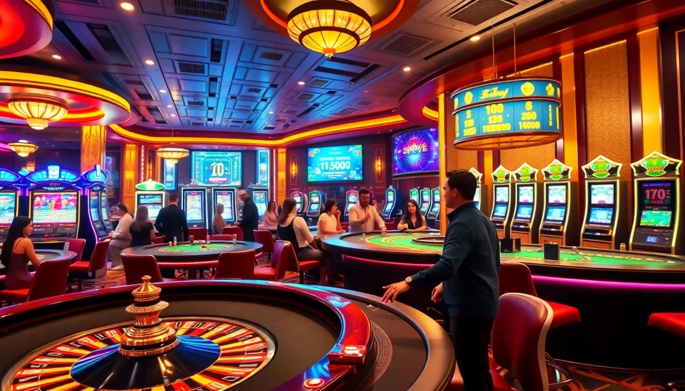 Experience the excitement at Luckywin club with enthusiastic players at professional casino tables.