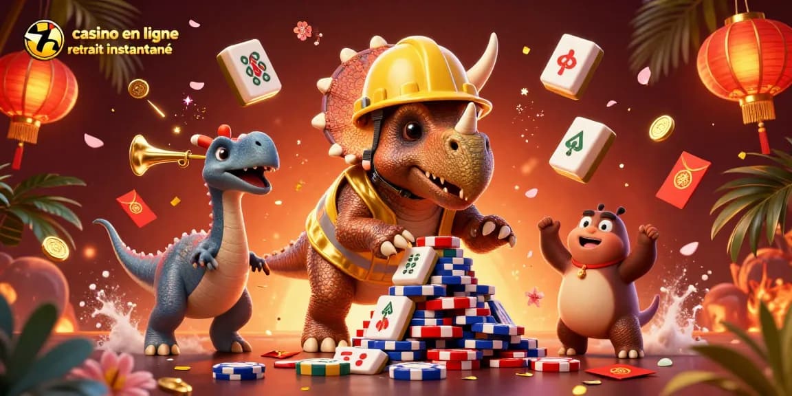 Vivez l'excitation des jeux de casino en ligne avec retrait instantané, illustré par des personnages joyeux.
