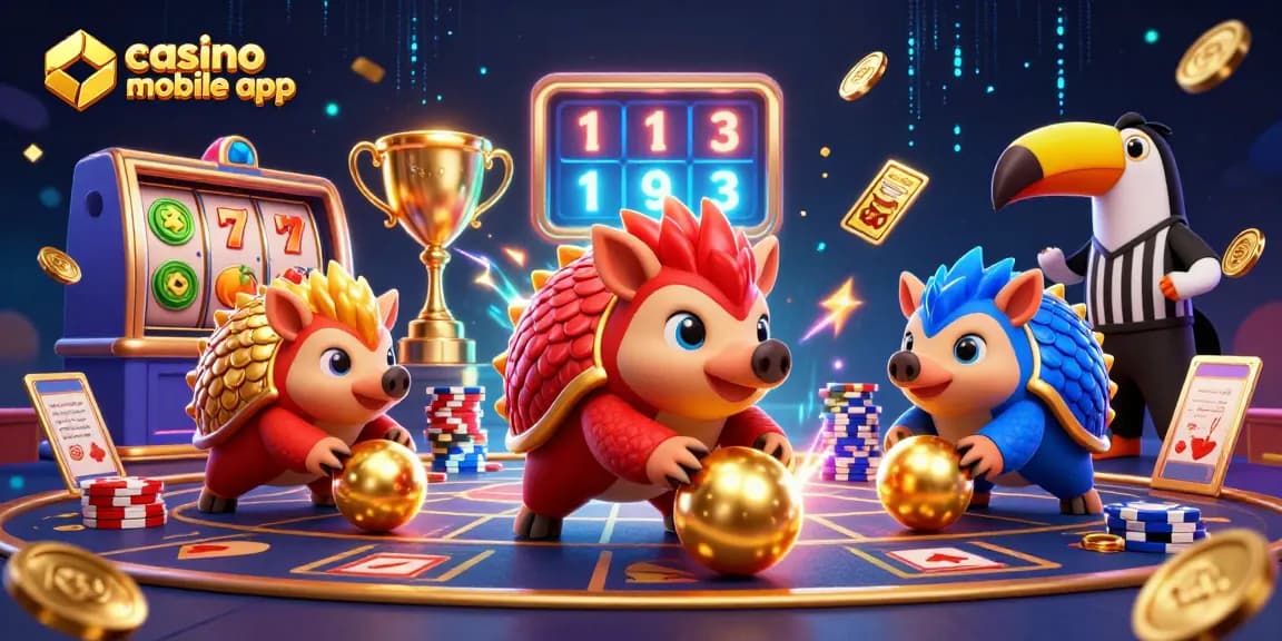 Lancez des gains avec l'application mobile de casino, où deux pangolins rivalisent dans un univers de jeux d'argent
