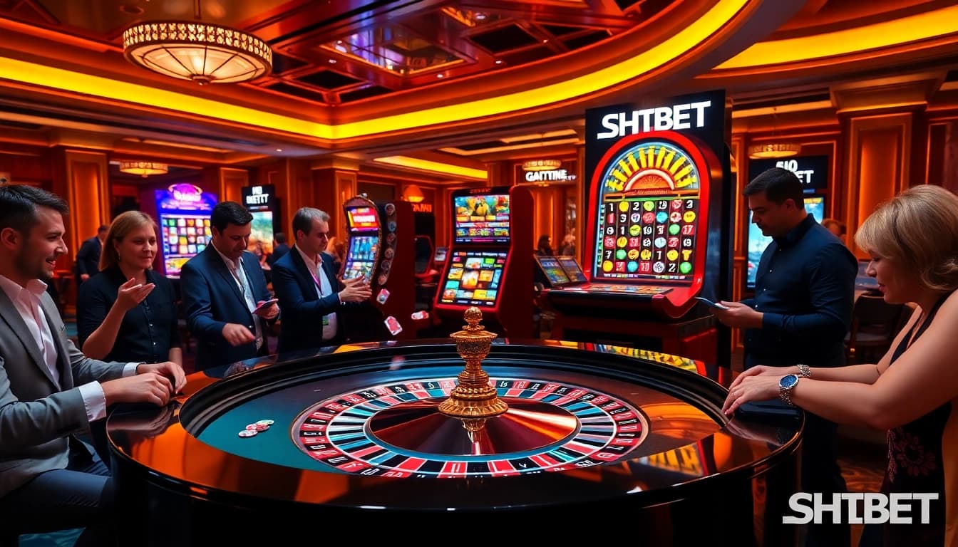 Exciting gambling experience at SHBET with roulette and slot machines.