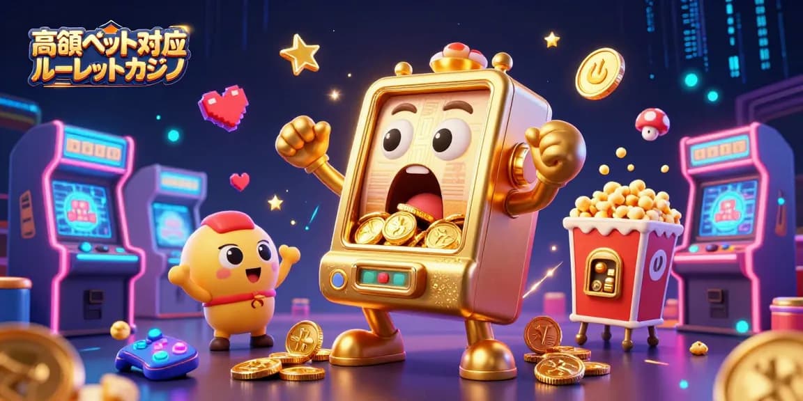 高額ベット対応ルーレットカジノの強烈なジャックポットを祝うキャラクターたち。
