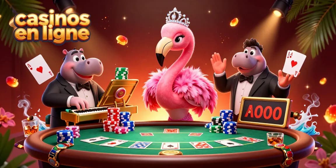 Les casinos en ligne offrent des expériences palpitantes; ici, un flamant chante dans un cadre coloré.