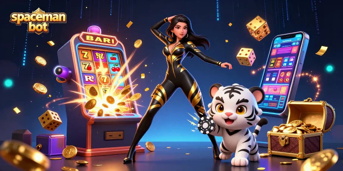 Experience the thrill of winning with the spaceman bot amidst vibrant casino action and jackpots.