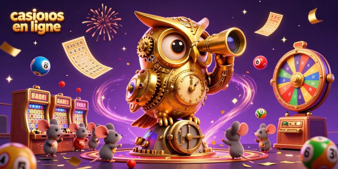 Plongez dans l'univers des casinos en ligne avec une illustration animée riche en détails, capturez l'excitation du jeu.