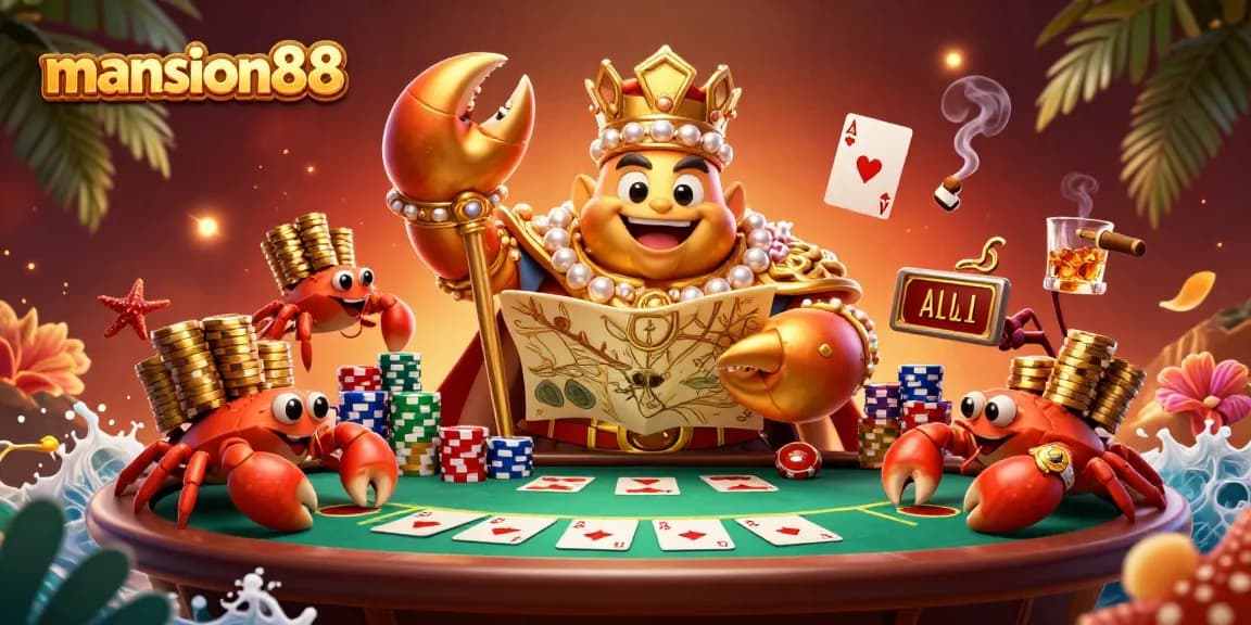 Bet on your luck with mansion88's vibrant casino adventure featuring the golden crab emperor.