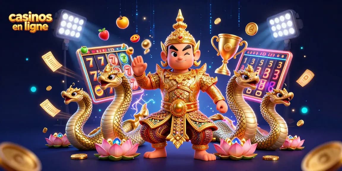 Des joueurs profitent des jeux de casinos en ligne avec des rouleaux de machines à sous riches en couleurs.