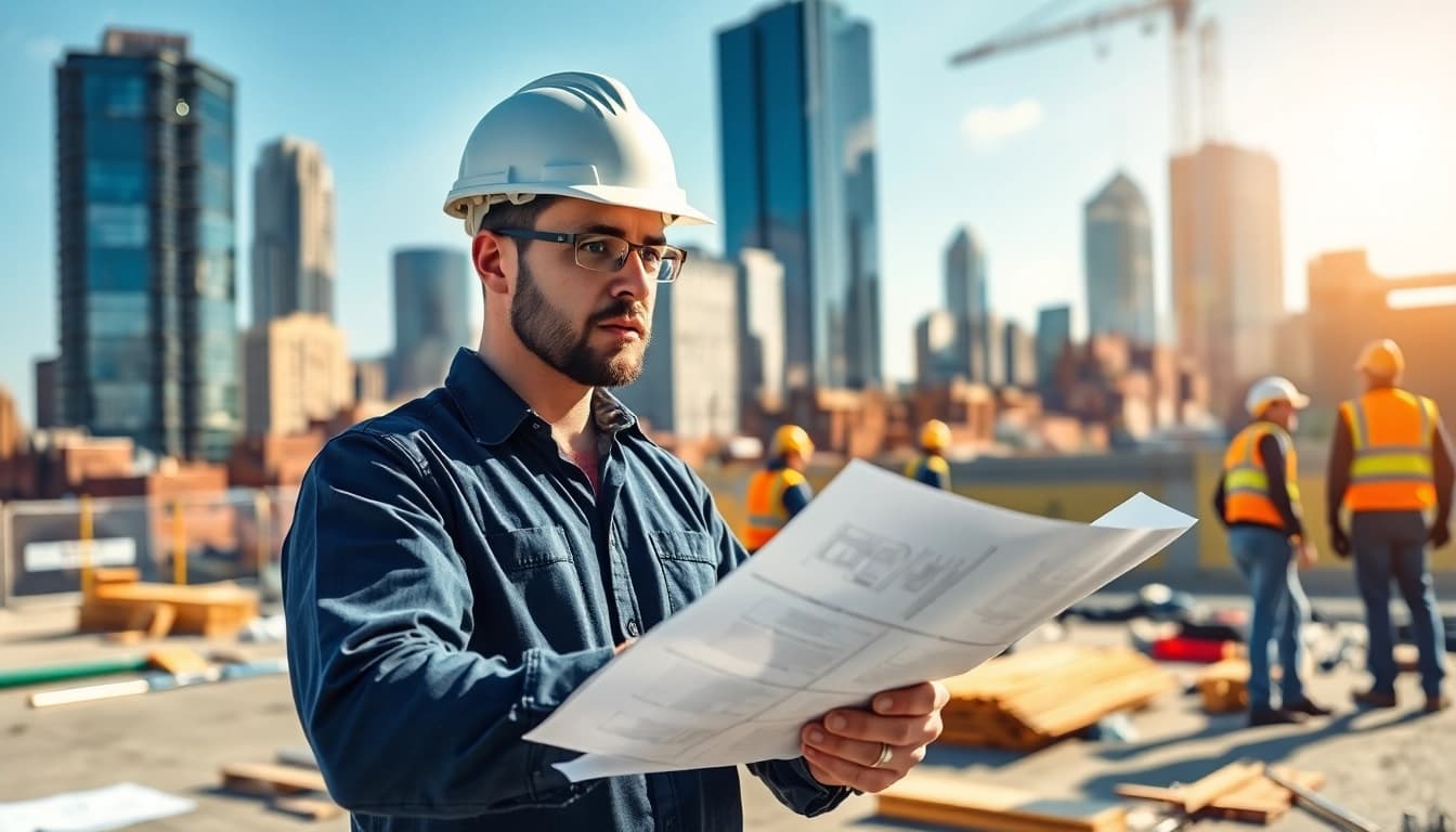 New York General Contractor supervising a busy construction site in NYC.