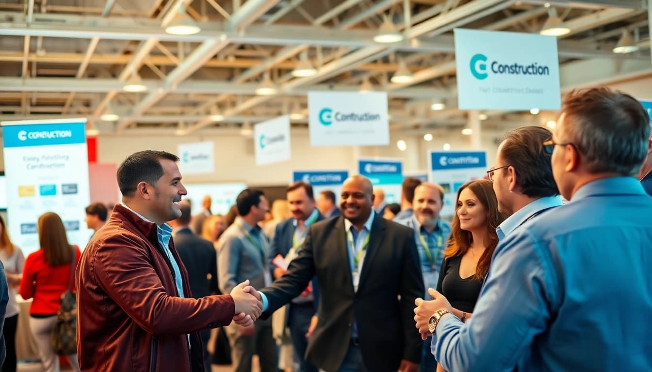 Network and connect at construction networking events, with attendees engaging in meaningful conversations.