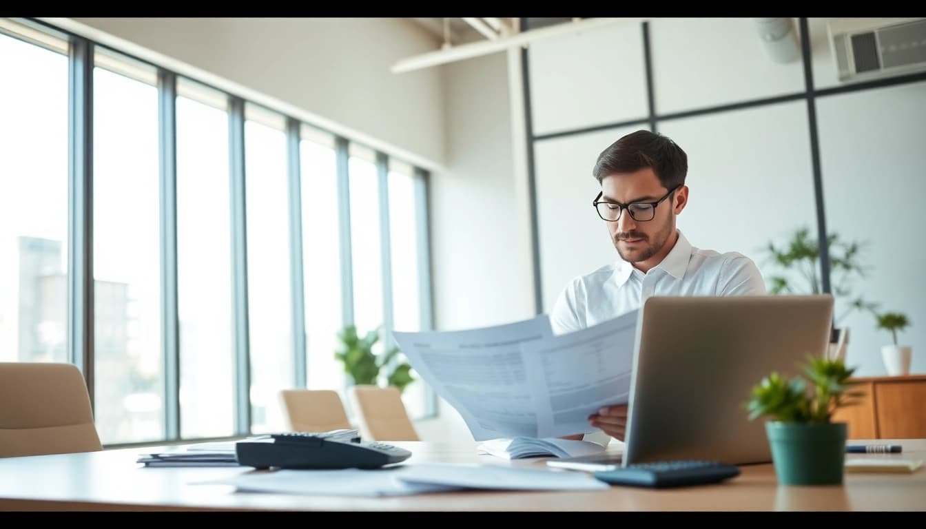 Manage your taxes efficiently with a professional accountant sorting through documents.