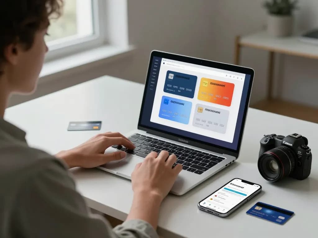 Ezzocards user managing virtual prepaid cards at a modern workspace.