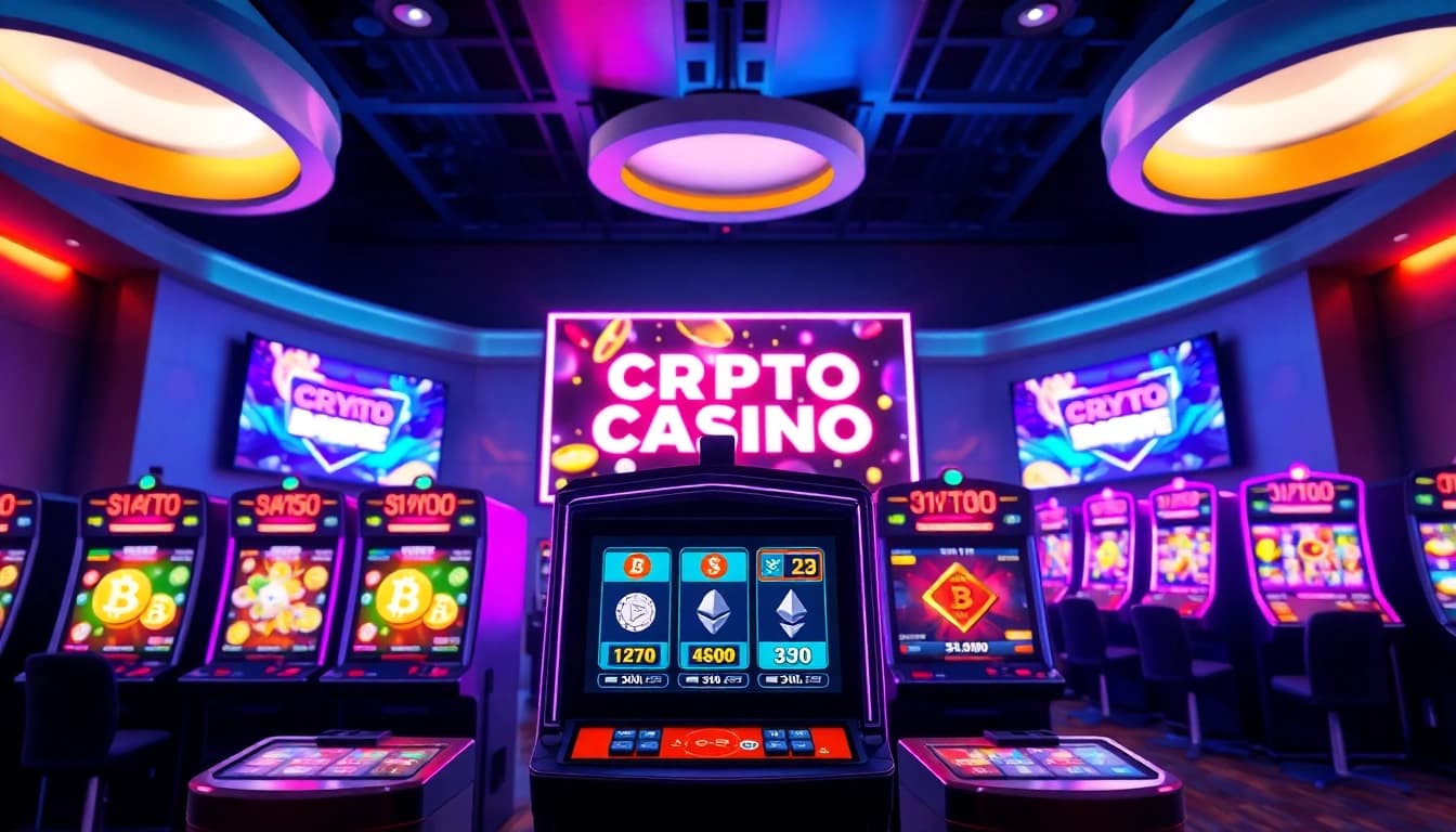 Engaging scene at a crypto casino site highlighting vibrant games and promotions.