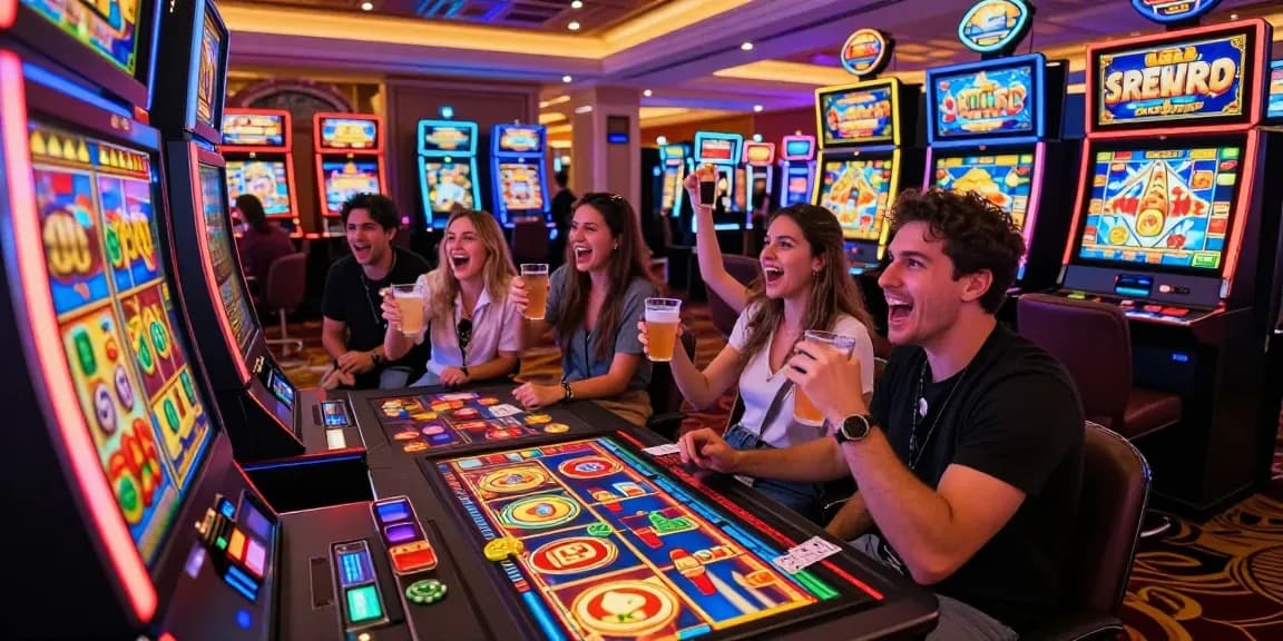 Group enjoying slot gacor gaming experience in vibrant casino atmosphere