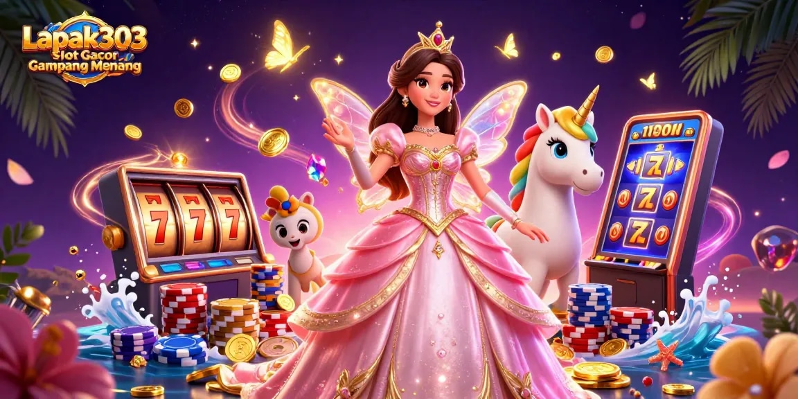 Play and win big with Lapak303 Slot Gacor Gampang Menang featuring an enchanting casino scene.