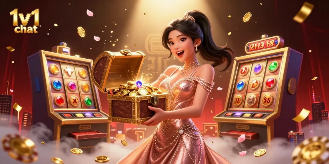 Engage in exciting 1v1 chat while uncovering treasures in a casino-style treasure chest overflowing with coins.