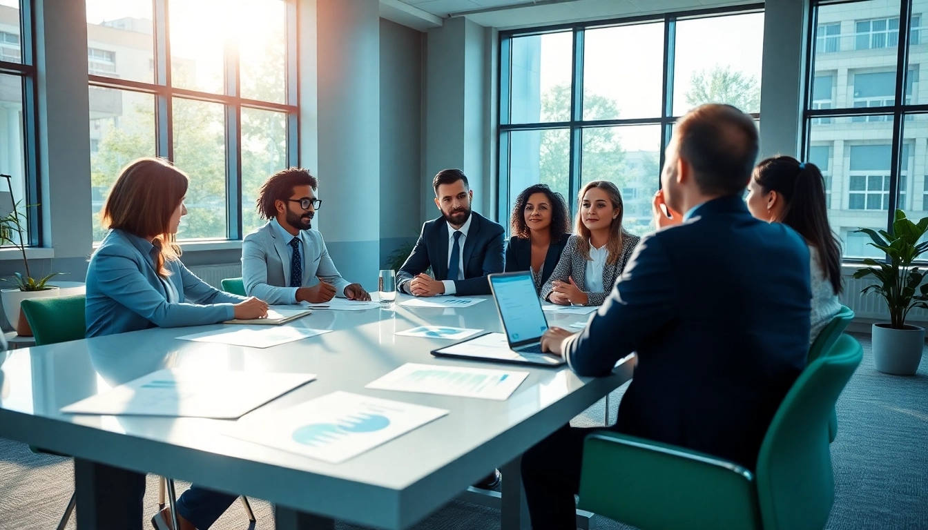 Illustrative scene highlighting growth strategy trends in a collaborative business environment.