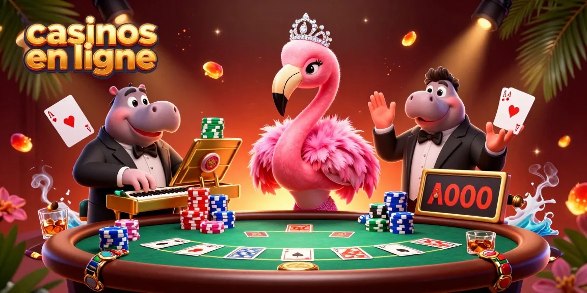 Les casinos en ligne offrent des expériences palpitantes; ici, un flamant chante dans un cadre coloré.