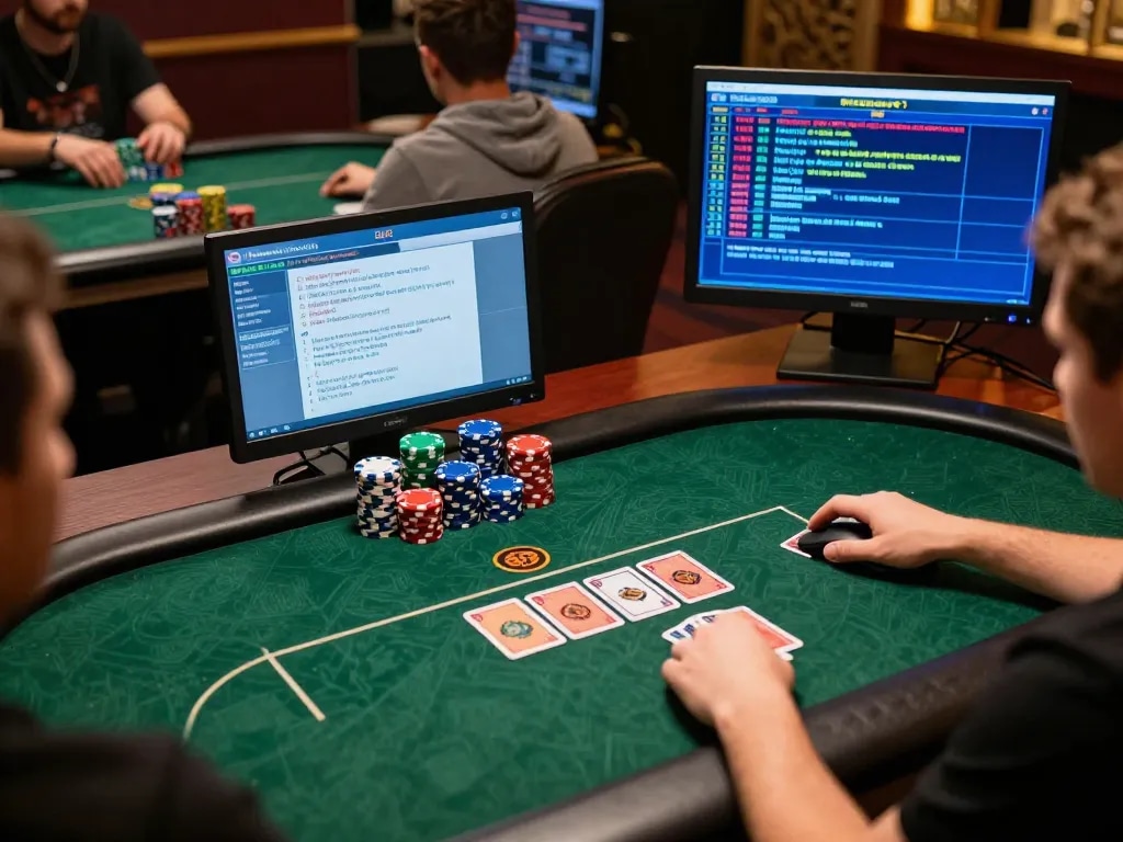 tv88 players strategizing in an exciting online poker game with vibrant interface