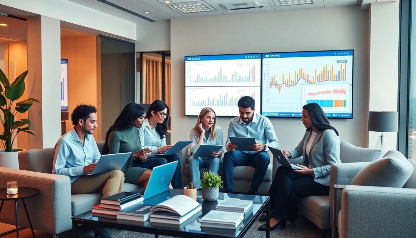 VAT Return Filing session in a modern Dubai office with diverse professionals collaborating on financial reports.