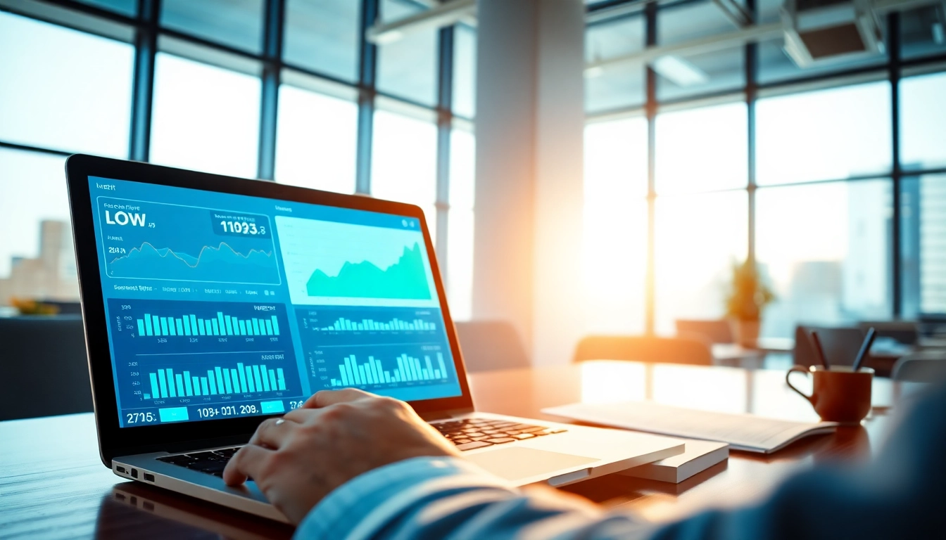 Analyze LOW stock price trends with a financial expert in a bright office setting.