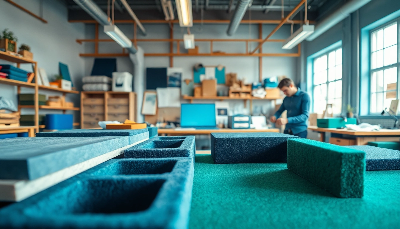 Design and create Custom Foam Inserts with vibrant materials in a professional workspace.
