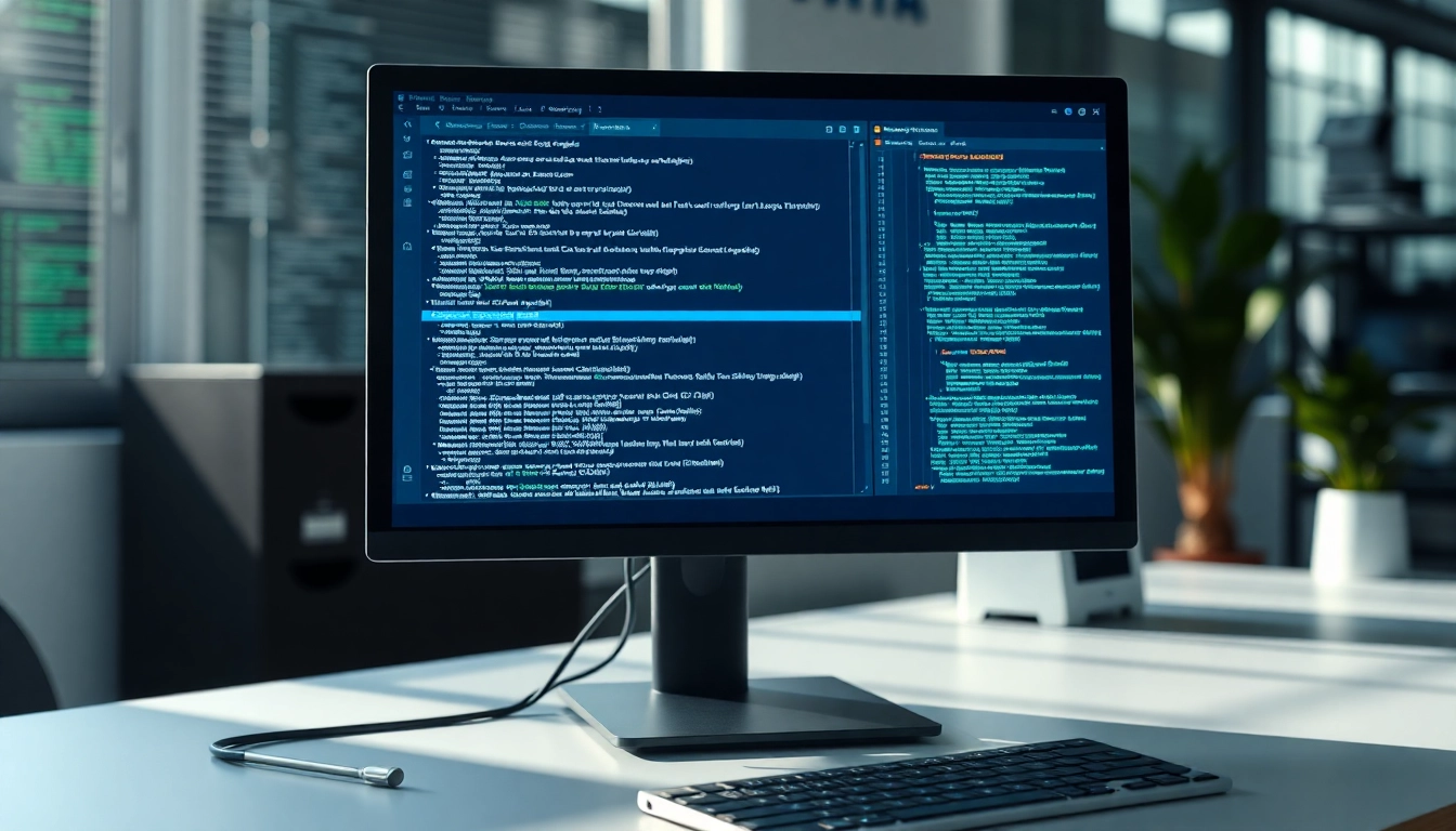 Showcasing a test automation tool on a sleek desk, emphasizing vibrant tech setup and productivity.