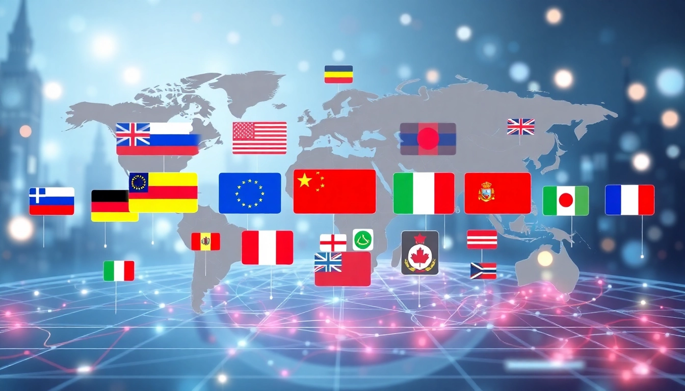 Engaging view of a global business directory showcasing diverse business listings and country flags.