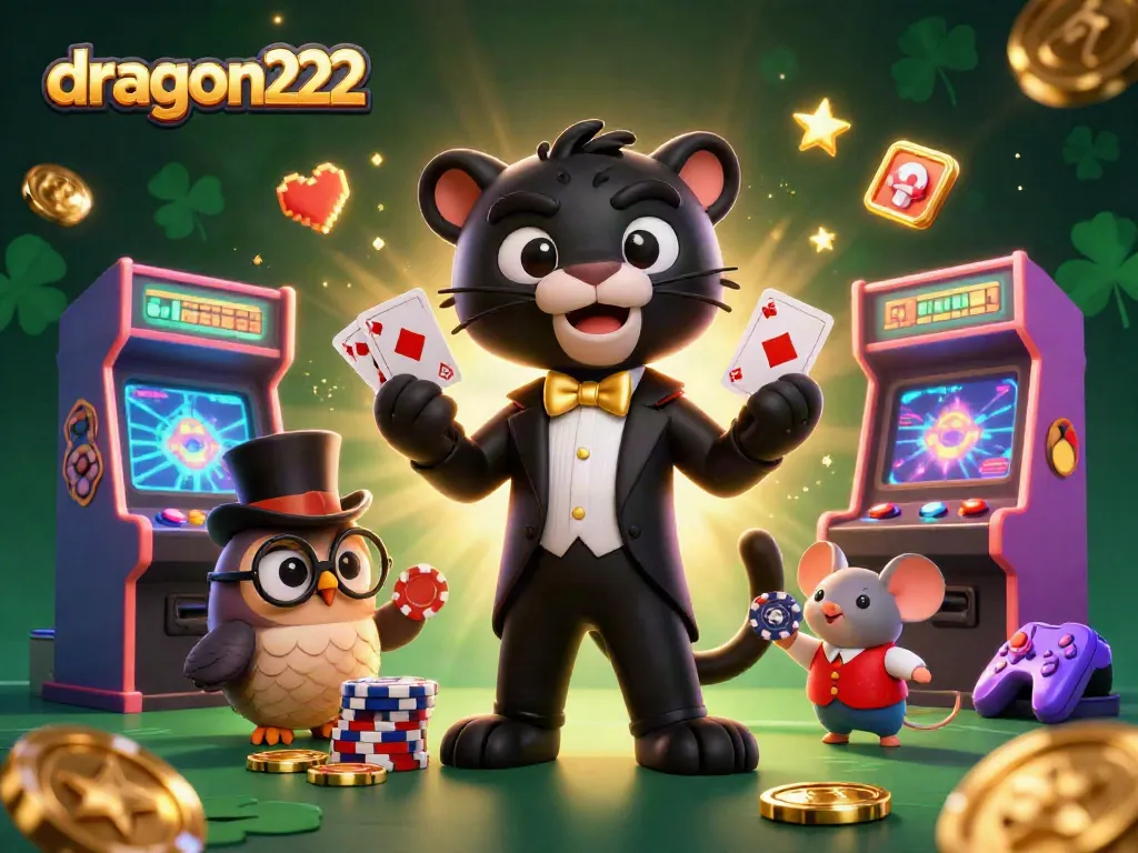 Engage in thrilling gaming action with dragon222, featuring vibrant characters in a vibrant casino setting.