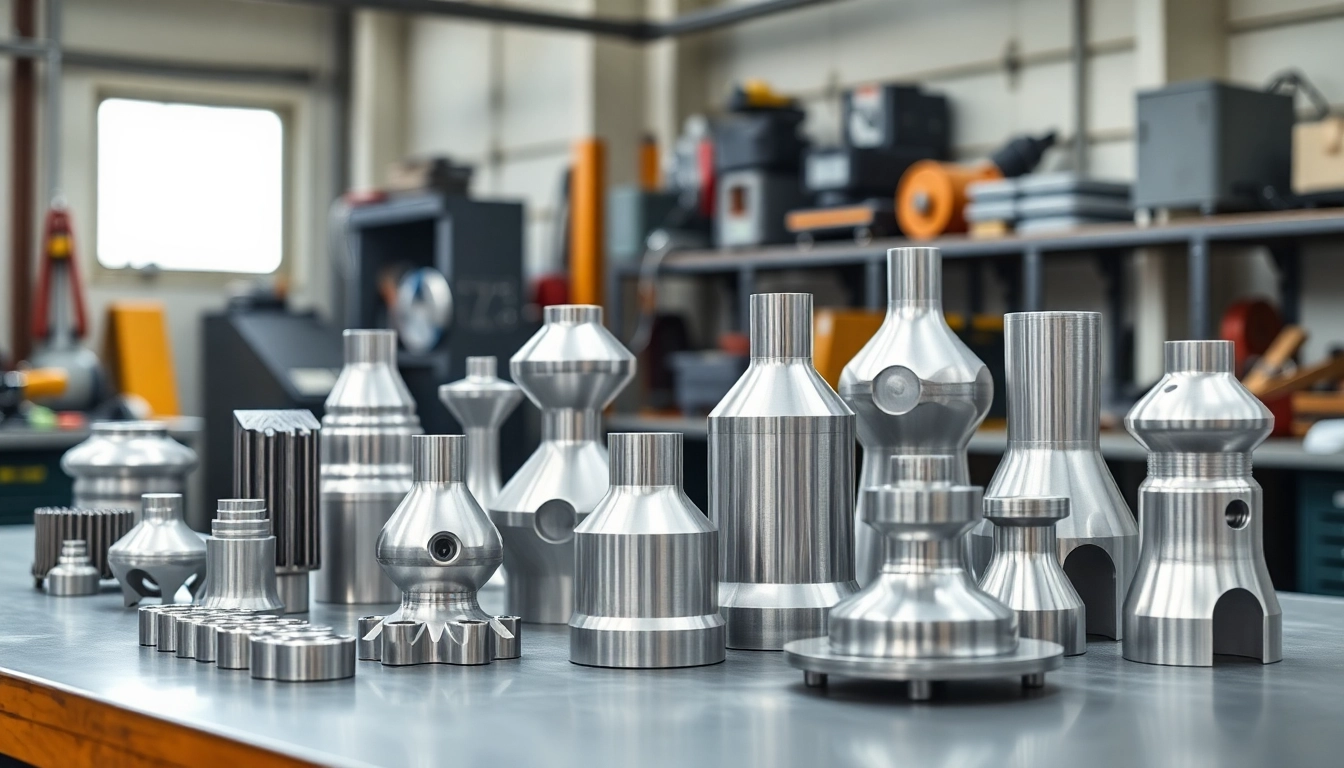 Showcasing aluminum prototypes highlighting design precision and craftsmanship in a workshop.