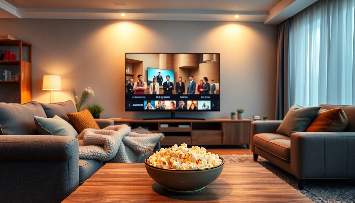 Enjoy a cozy atmosphere to watch series online with friends or family in a warm living room setting.