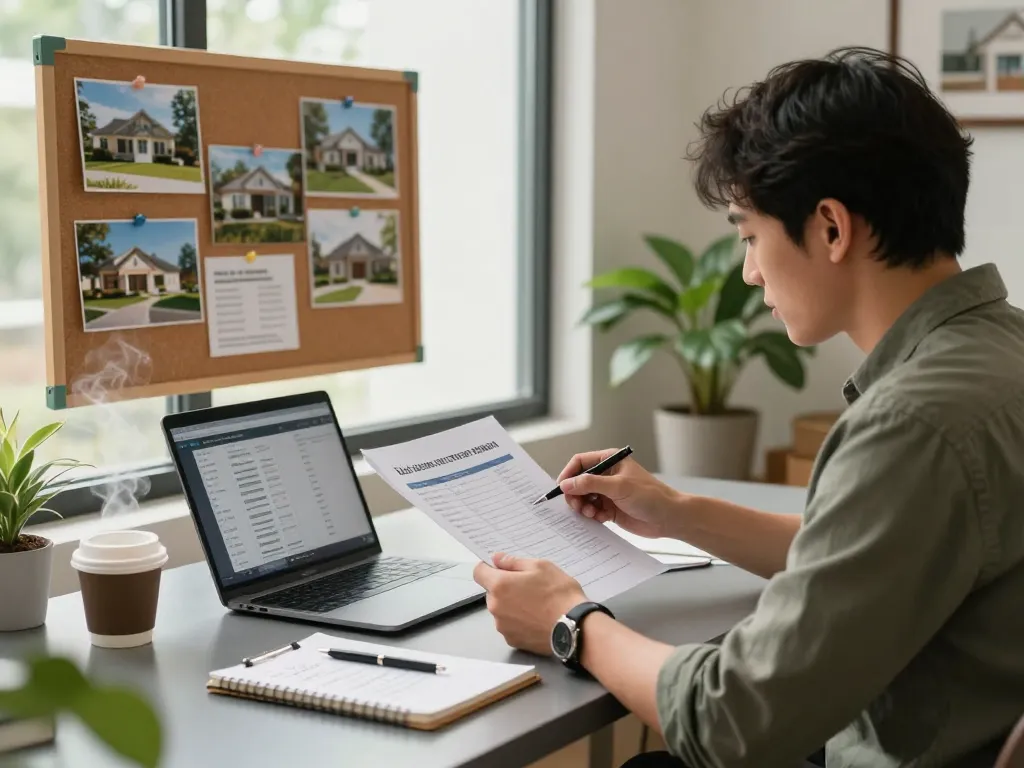 Investor analyzing documents in modern office for Nationwide investors group to facilitate property transactions.