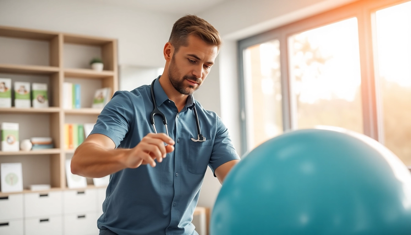 Physiotherapy Edmonton session showcasing expert guidance in a bright, modern clinic.