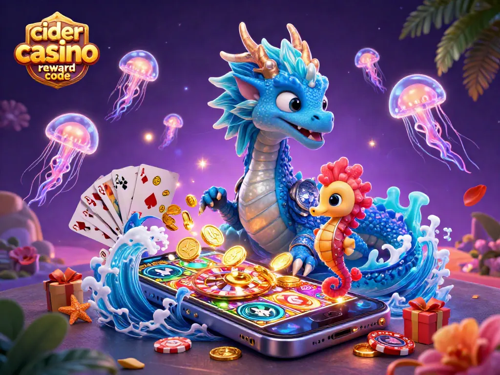 Engage in exciting gameplay with cider casino reward code alongside vibrant casino-themed characters.