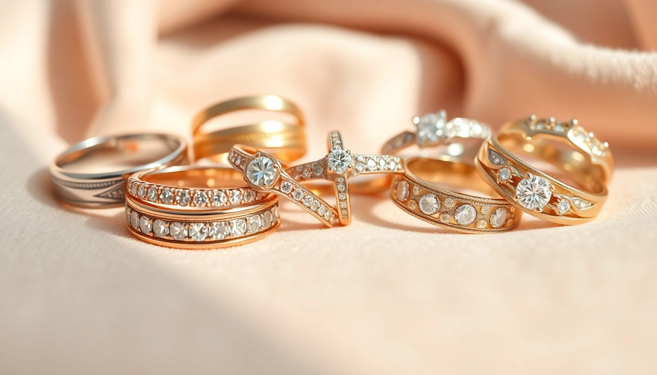 Beautiful collection of wedding bands highlighting intricate designs and craftsmanship for couples.