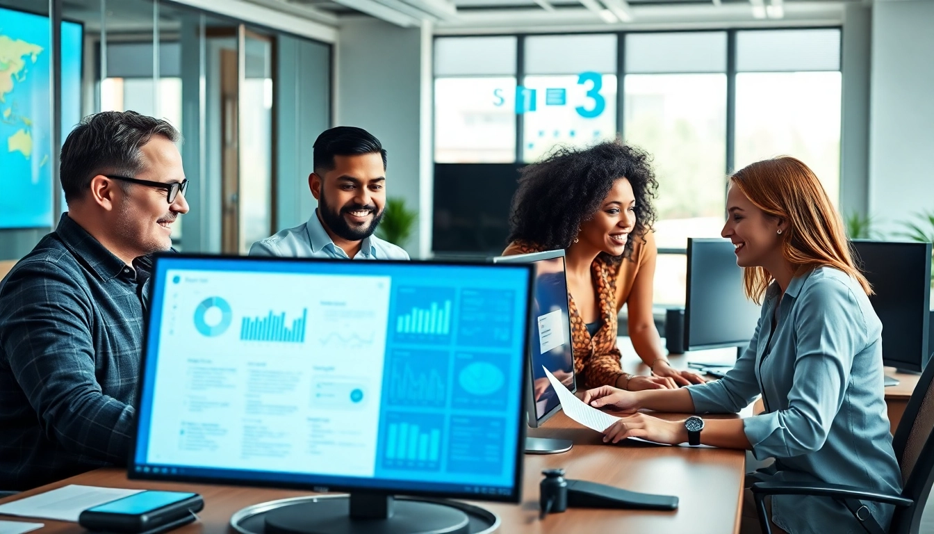 Showcasing enterprise search solutions in action within a collaborative office environment.