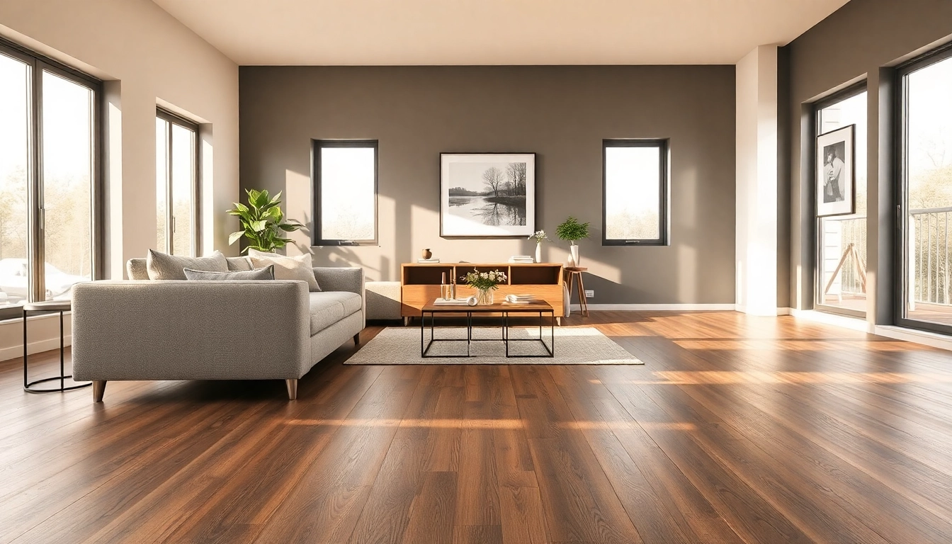 Explore stunning vinyl flooring options from flooring companies near me showcased in a stylish living room.