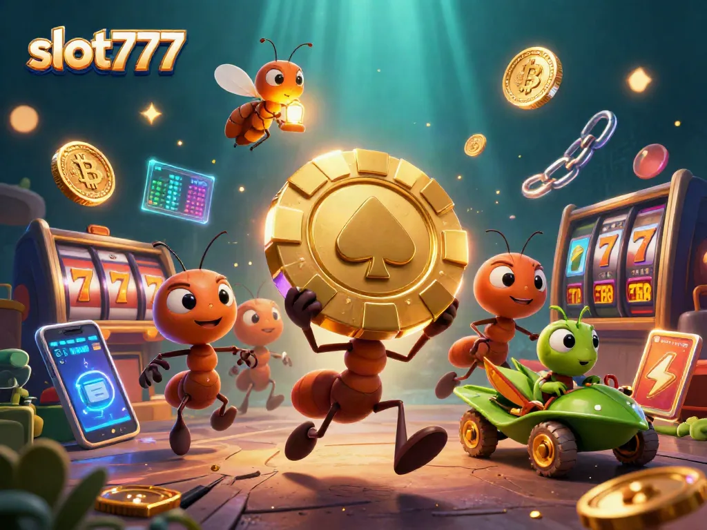 Rasakan keseruan bermain slot777 dengan tim semut 3D mencuri chip poker raksasa di dunia slot.