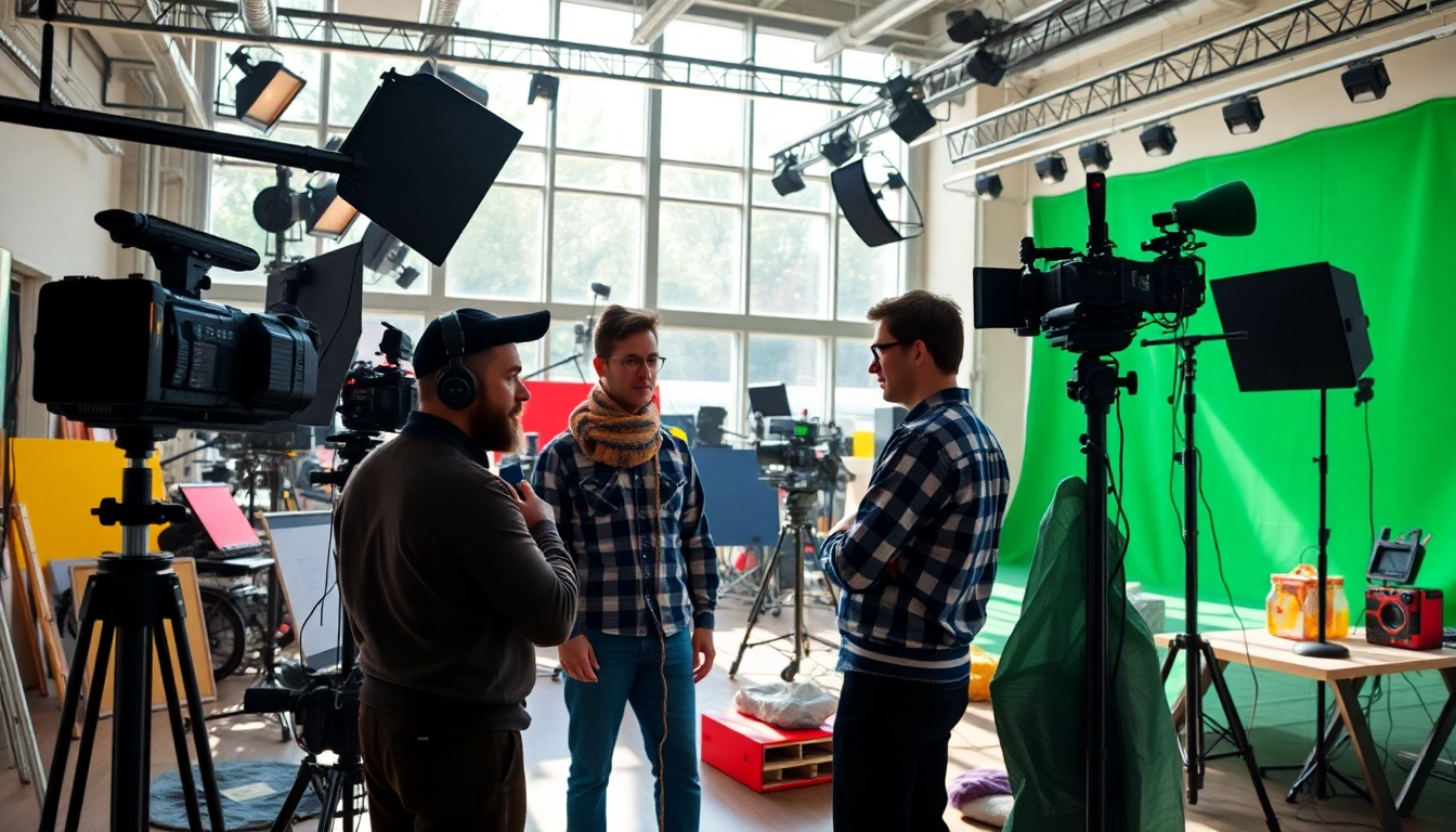 Edmonton production companies filming in a dynamic studio environment with creative props and equipment