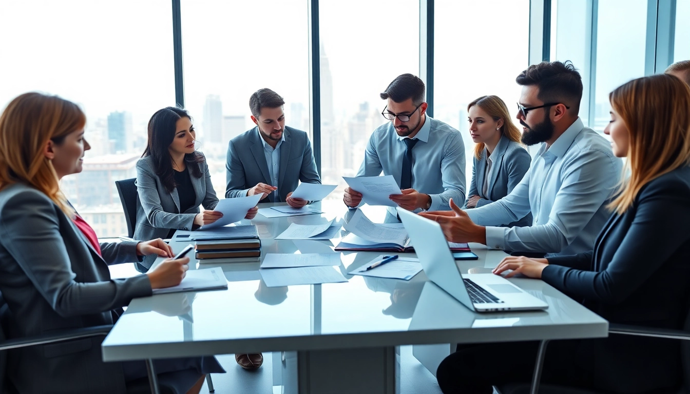 Tax Consultants in Kenya collaborating in a modern office environment with documents and technology.