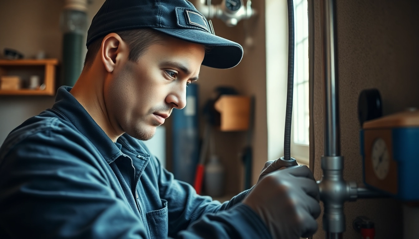 Skilled Bristol plumber repairing pipes in a warm home setting.
