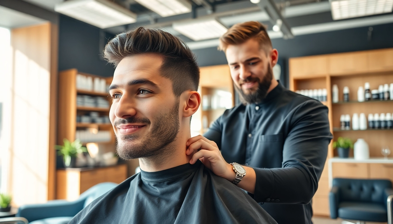 Ace of Fades 212 expert barber applying a custom hair replacement system for a satisfied client.